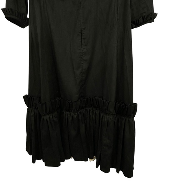 1950s Vintage Black Ruffle Midi Dress Handmade by Saks Fifth Avenue Seamstress - Picture 10 of 10